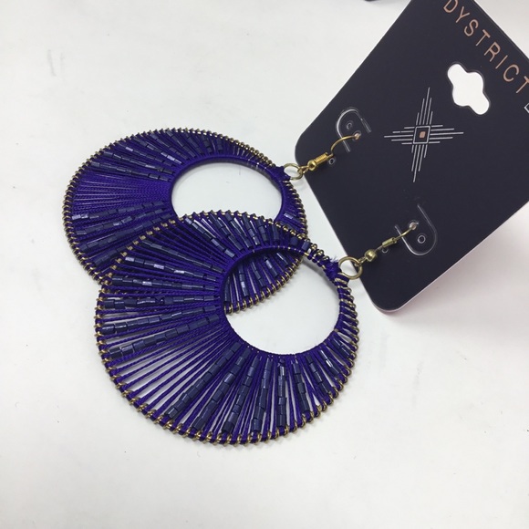 District L.A. Cobalt Blue Beaded Statement Hoops - Picture 3 of 6